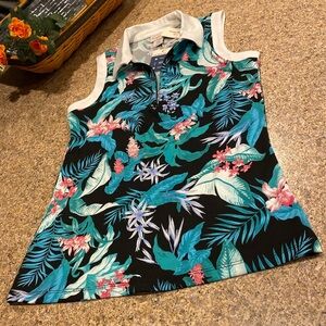 NWT Tommy Bahama Golf Floral Sleeveless Top Pullover UPF 50 Moisture Wicking XS